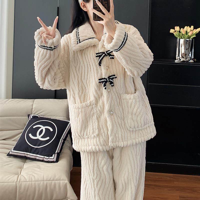 睡衣女秋冬款珊瑚绒家居服法兰绒加厚加绒冬季甜美公主风保暖套装,女士内衣/男士内衣/家居服,睡衣/家居服套装,淘宝优惠券,粉丝福利购,淘宝优惠卷