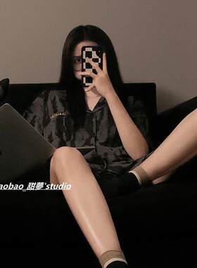 韩国高级感条纹夏季纯棉睡衣男女款短袖短裤两件套情侣家居服