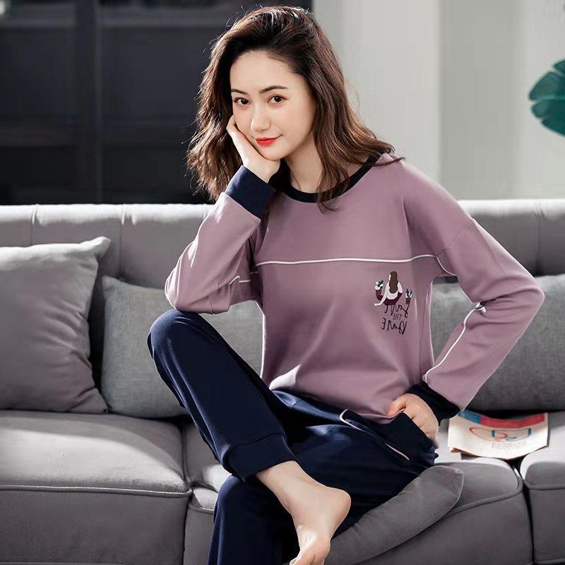 2025年新款睡衣女款春秋纯棉长袖可外穿休闲运动套装家居服秋冬季