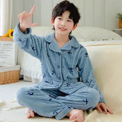 儿童睡衣秋冬季法兰绒加厚款中大男童男孩青少年珊瑚绒家居服冬天