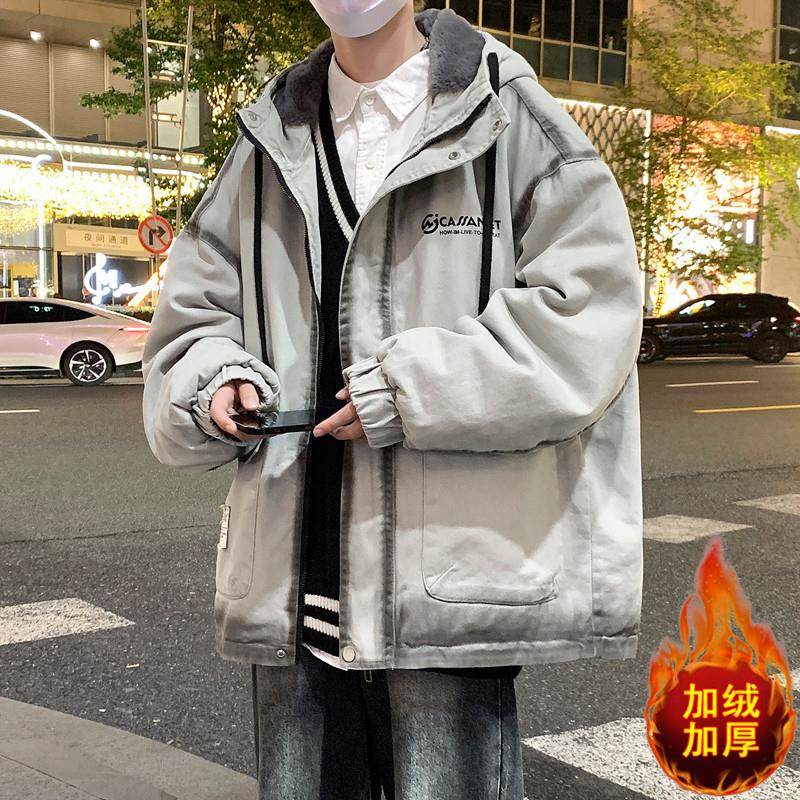 牛仔棉衣男冬季加绒加厚派克棉服青少年潮流外套初中高中学生棉袄,男装,棉衣,淘宝优惠券,粉丝福利购,淘宝优惠卷