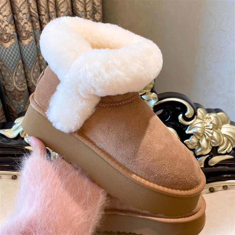 2025冬加绒加厚羊皮毛一体毛口小v雪地靴女鞋真皮厚底防水台保暖,女鞋,时尚雪地靴,淘宝优惠券,粉丝福利购,淘宝优惠卷