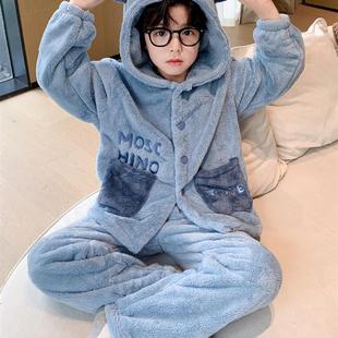 采购产品儿童服装男孩的睡衣春天秋天和冬天的家庭服装珊瑚天鹅绒