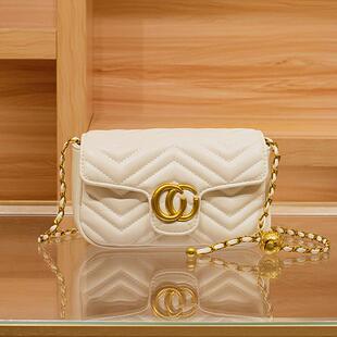 真皮小金球链条包包女2025新款夏季时尚单肩斜挎包潮马蒙包小方包