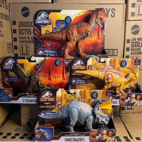 美泰正版侏罗纪世界2全控竞技食肉牛龙联动声效恐龙玩具男孩HBY85
