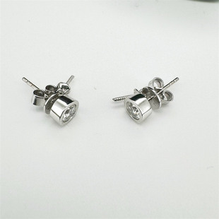 18k金莫桑钻珍珠耳环空托30分泡泡款au750耳钉两用款珍珠耳环配件