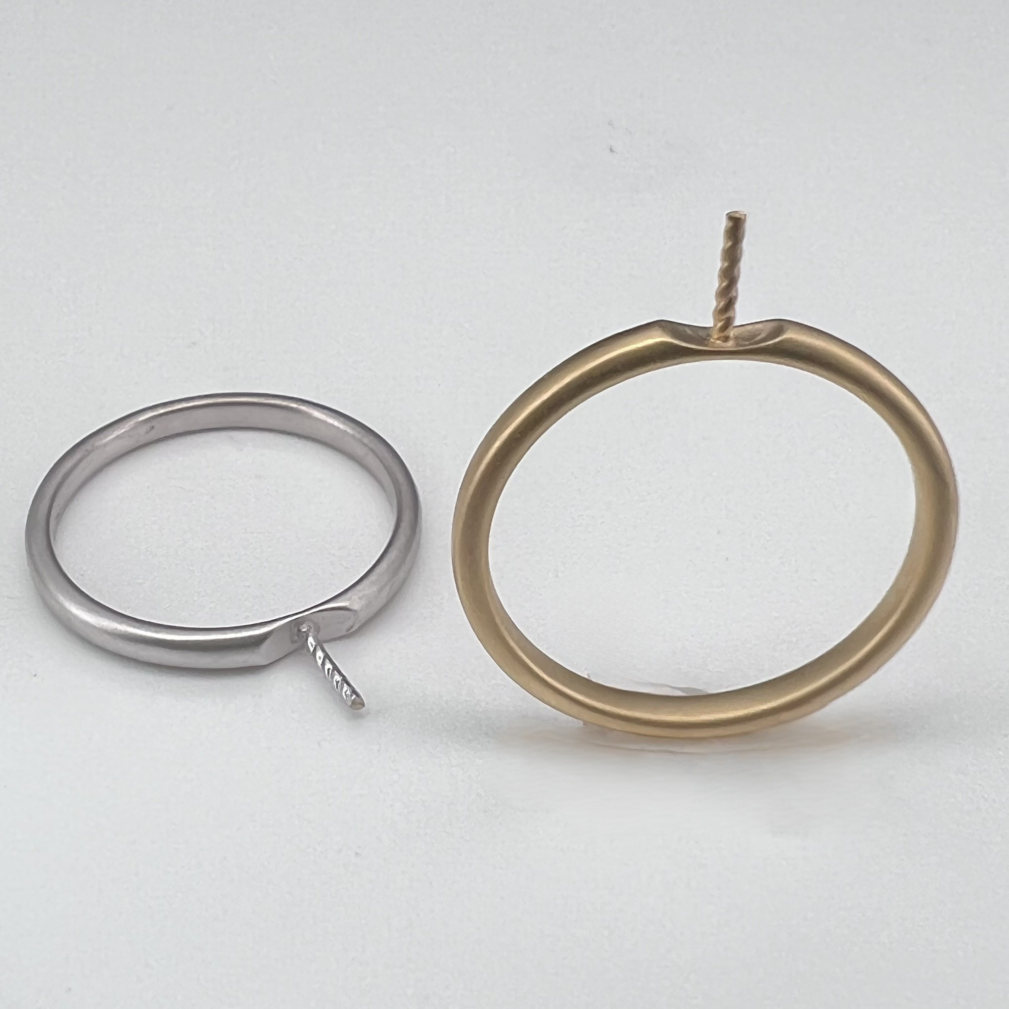 珠宝实心珍珠戒指空托18K金