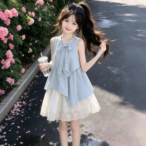 女童夏季无袖连衣裙时髦公主裙
