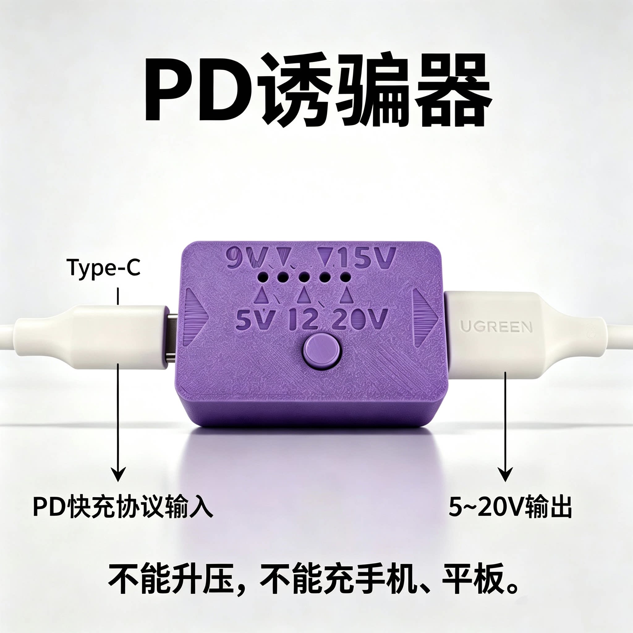 PD诱骗器模块取电Type-C快充QC快充老化测试触发5V12V20V直流输出