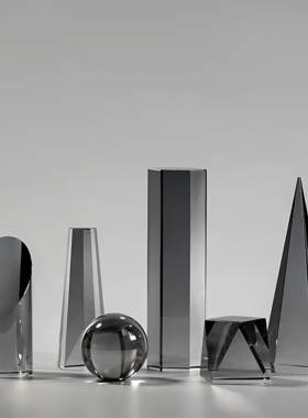 轻奢几何十字水晶书镇摆件