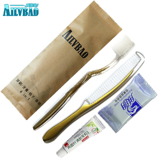 金装酒店用品四合一牙具 宾馆一次性牙刷牙膏旅店客房洗漱4件套