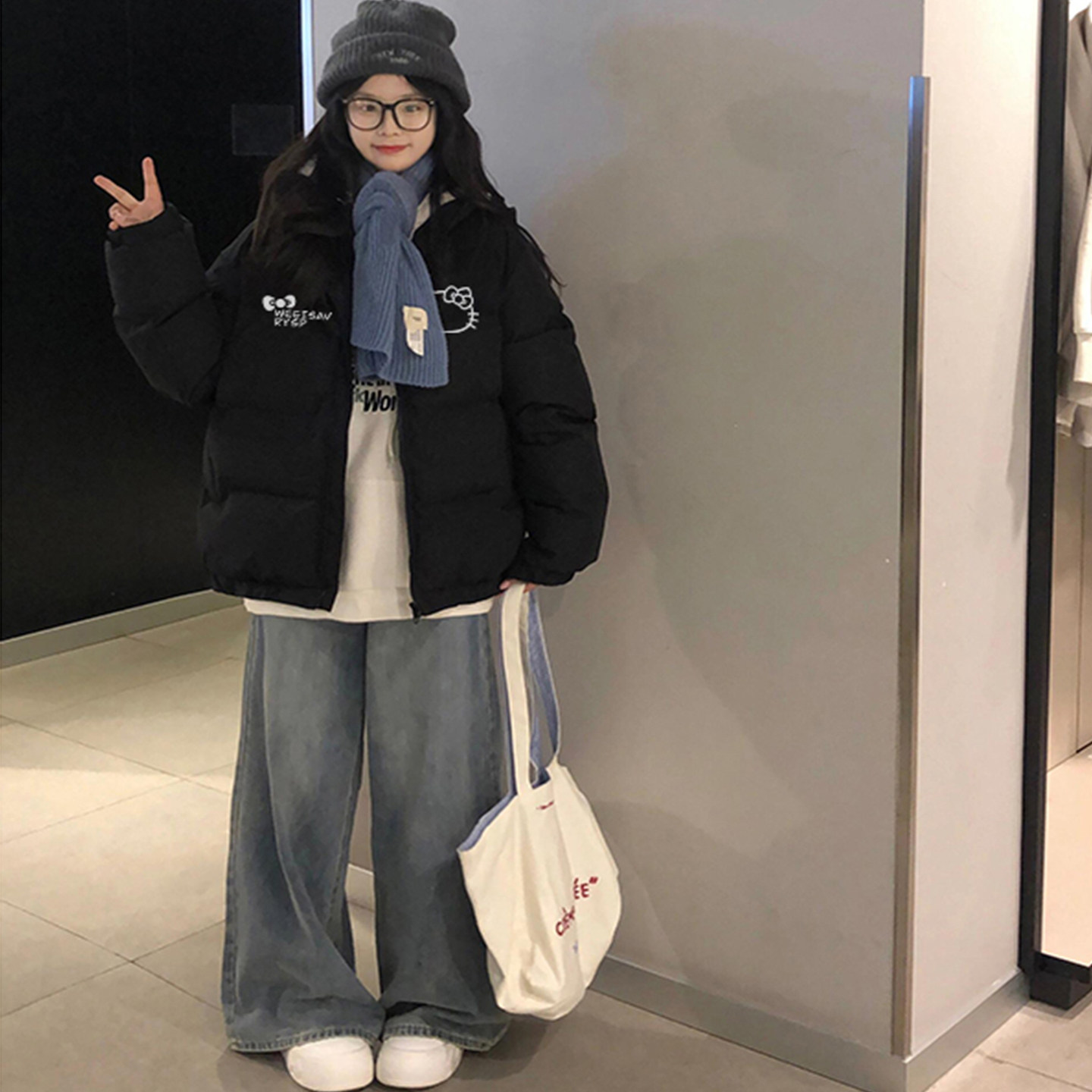 大童初中生黑色KT猫轻薄羽绒棉服少女冬季初高中学生宽松保暖外套,女装/女士精品,棉衣/棉服,淘宝优惠券,粉丝福利购,淘宝优惠卷