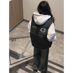 初中生街头潮牌羽绒棉服大童秋冬季初高中学生立领小个子无袖马甲