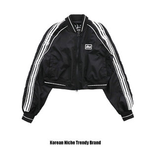 badblood秋季网红潮牌美式复古棒球服黑色时尚辣妹宽松慵懒风外套