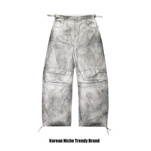 badblood秋夏美式复古辣妹扎染牛仔裤宽松休闲百搭直筒阔腿长裤