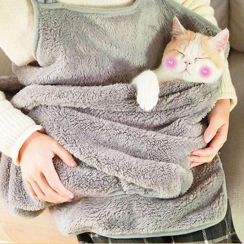 撸猫围裙袋鼠猫袋衣胸前抱猫服猫咪衣服防毛围兜狗狗外出便携围兜