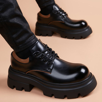 男鞋春季2026新款英伦商务正装厚底增高德比鞋子男士休闲大头皮鞋