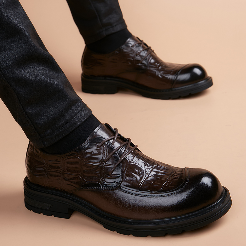 皮鞋男头层牛皮商务正装橡胶软底