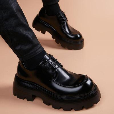 皮鞋男2026春季新款英伦风厚底增高德比鞋爆款轻奢百搭真皮男鞋子