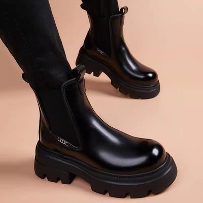 英伦风马丁靴英伦厚底增高皮靴