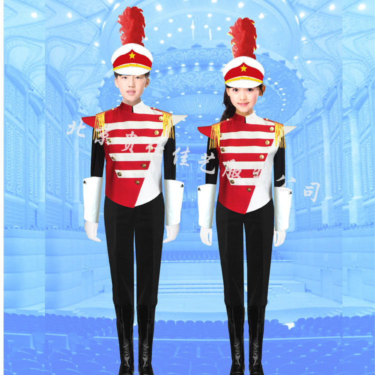 厂家定做中小学生鼓号队鼓乐队演出服中学生行进管乐服校国旗班服