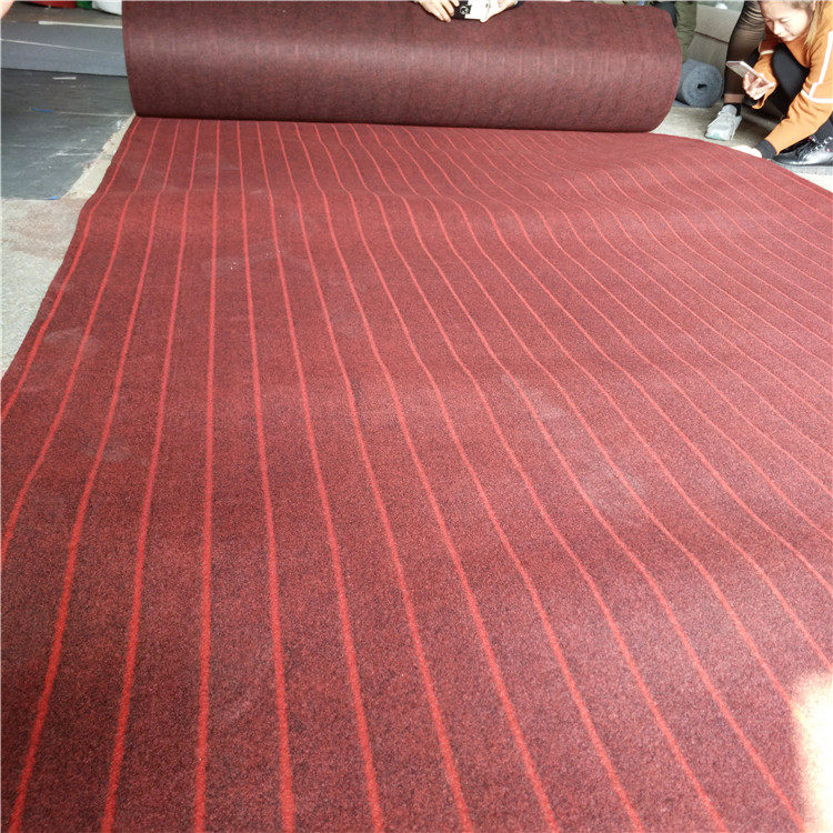 5mm厚度拉绒提花地毯办公室休息区会客室灰色驼色条纹加厚地毯