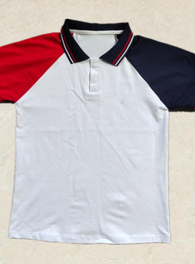 夏季中小学生纯棉校服上衣短袖儿童初高中白色T恤班服园服POLO衫