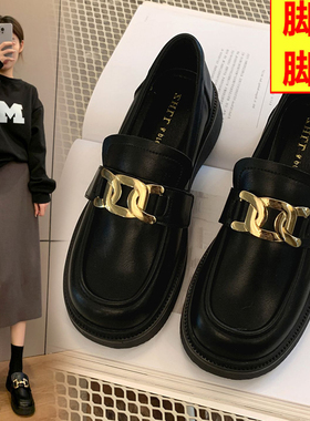 大码女鞋41-43学院风小皮鞋乐福鞋加宽加肥橡胶底显脚小不累脚