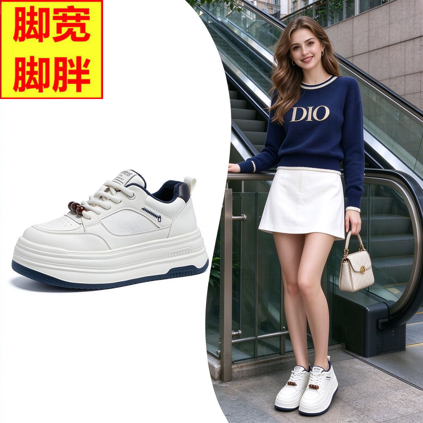 大码女鞋41-43新款厚底小白鞋