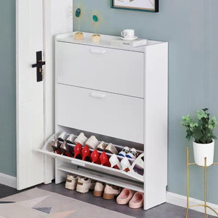 入户鞋柜超薄翻斗家用进门口楼道外极窄小型17厚24cm宽斜放式鞋架