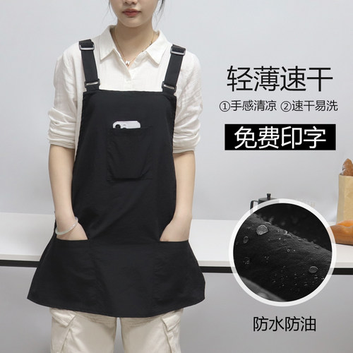 夏天薄款围裙透气女厨房餐饮专用