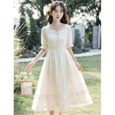 温柔仙气连衣裙女2024夏季 法式 新款 白色绝美登记领证订婚礼服裙子