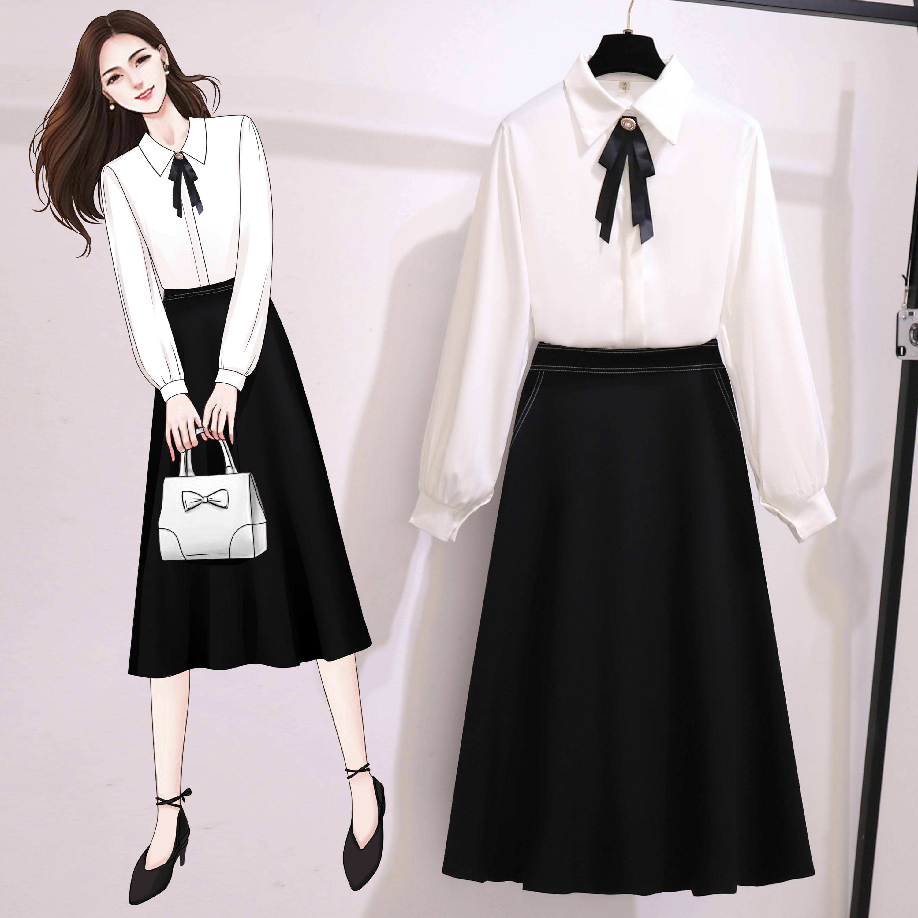 正式场合上班族穿搭连衣裙小个子雪纺衫职业套装职场面试工作服装