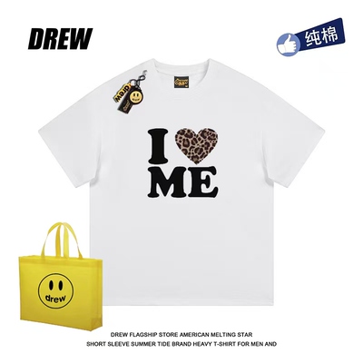 drew短袖设计感男女街头宽松潮流