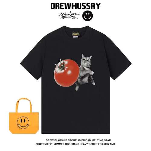 DREW卡通丢番茄猫纯棉宽松T恤ins