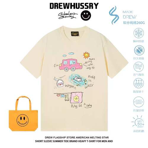 Drew卡通狗狗印花短袖T恤夏季