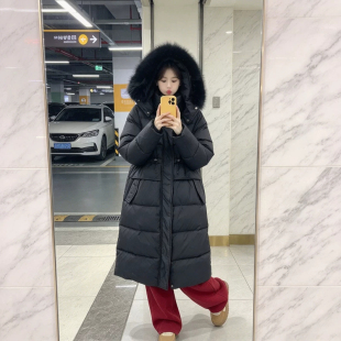 冬季中长款大码宽松面包服设计感洋气大毛领棉服过膝棉衣女保暖潮