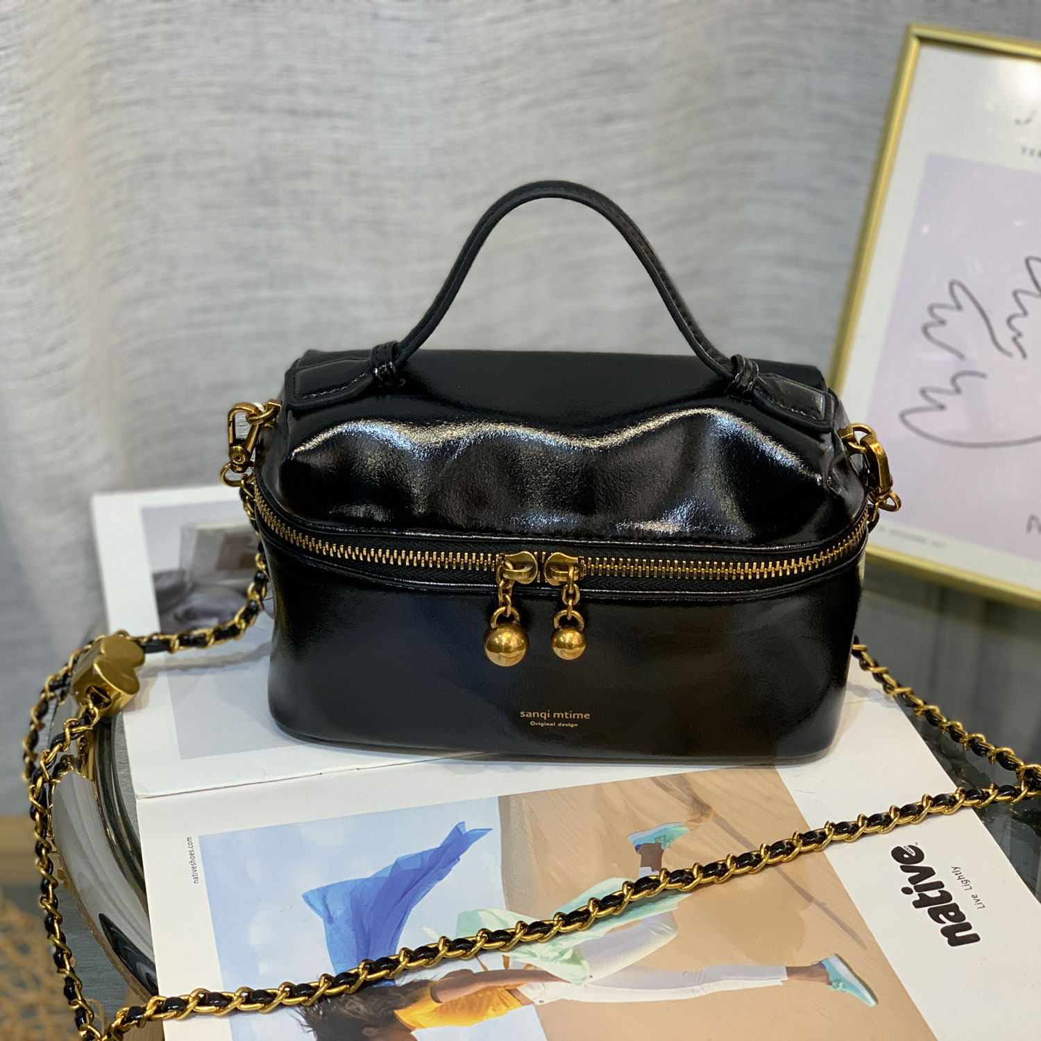 2026新款油蜡小牛皮链条盒子包女包高级质感小方包百单肩斜挎女包,箱包皮具/热销女包/男包,通用款女包,淘宝优惠券,粉丝福利购,淘宝优惠卷