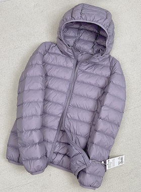 优品轻便女简约连帽轻薄羽绒服短款休闲薄款90白鸭绒外套时尚冬季