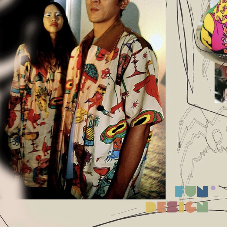 泰国宽松雅痞风印花显瘦短袖衬衫