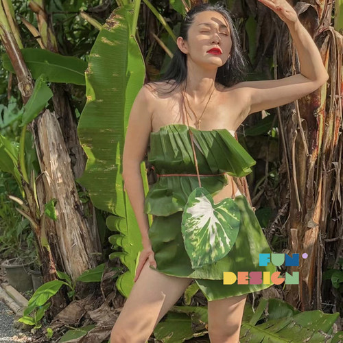 泰国手工趣味礼物白锦龟背竹