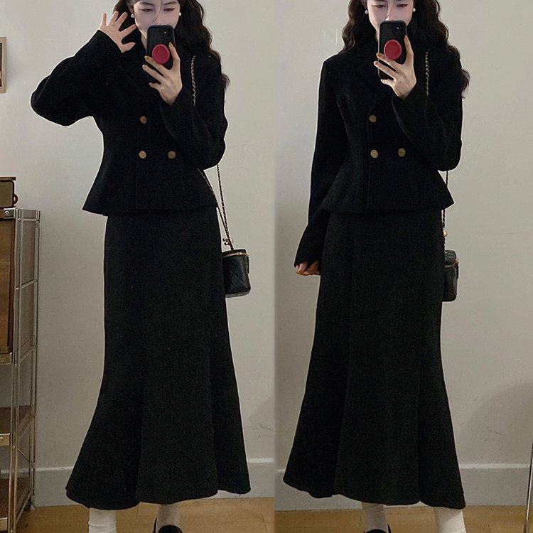 实拍大码女装2026春季新款小香风赫本风西装外套鱼尾裙两件套,女装/女士精品,大码套装,淘宝优惠券,粉丝福利购,淘宝优惠卷