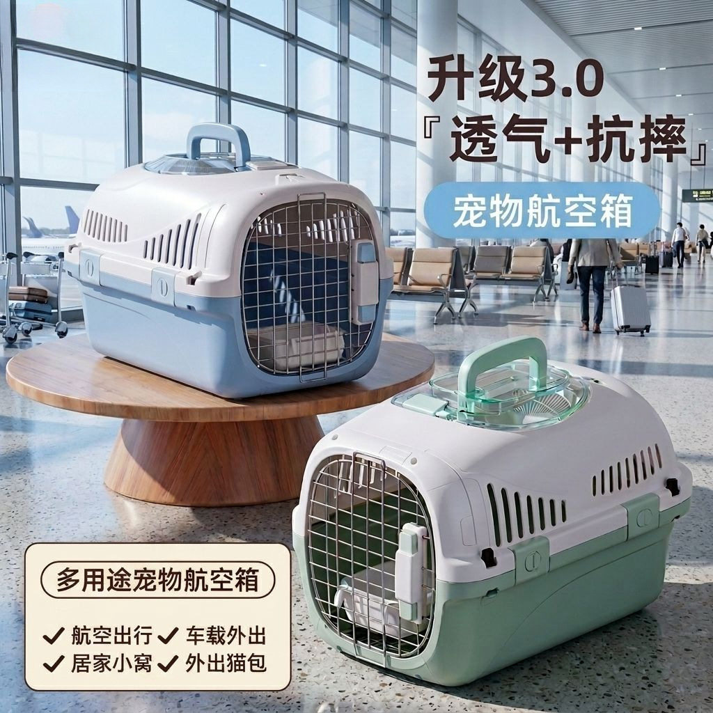 宠物航空箱猫咪狗狗托运箱车载小猫咪外出便携加厚狗笼小型旅行箱