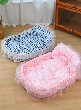 猫窝柔软舒适型四季通用公主床风格猫窝可叠小型犬窝三件套