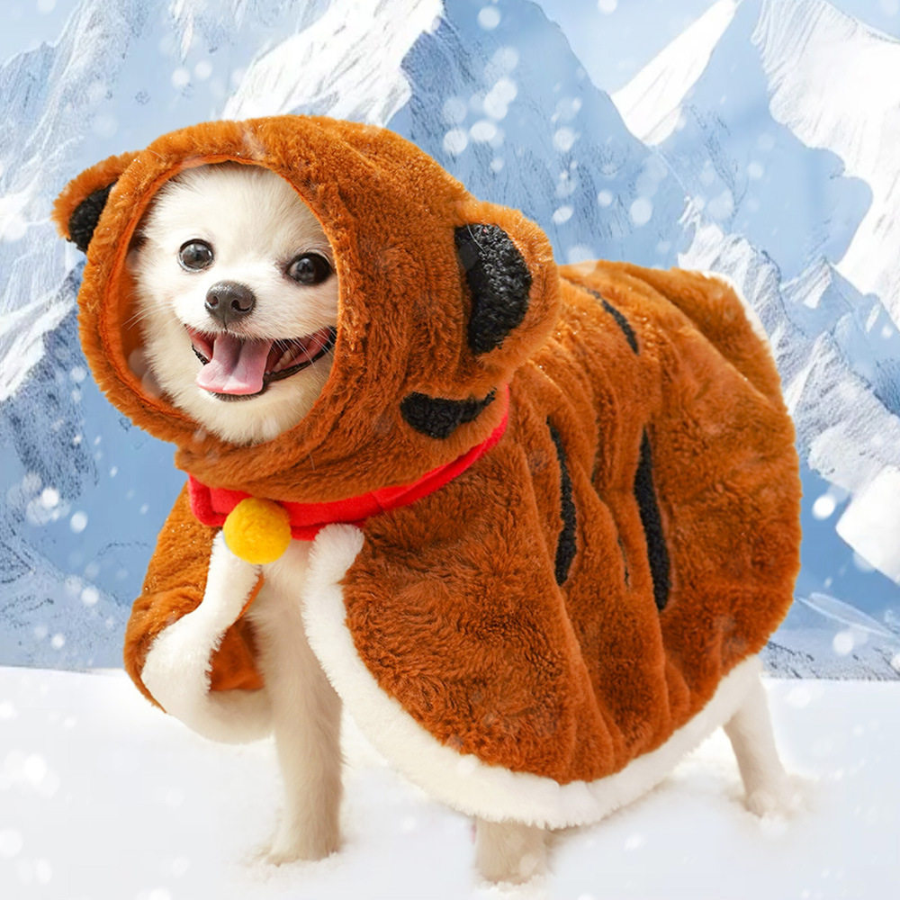 宠物狗披风衣服猫咪老虎冬季保暖加厚狗狗小型犬毛绒斗篷猫用品