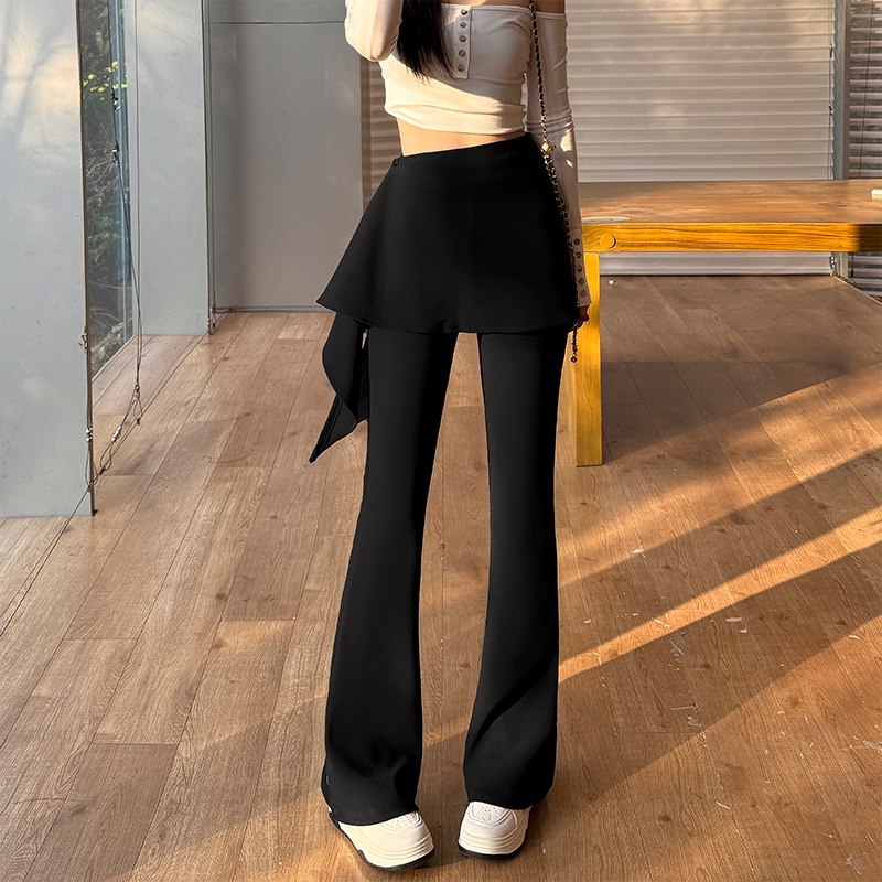 实拍微喇裙裤女2026春季新款高腰显瘦垂感弹力假两件西装喇叭裤子,女装/女士精品,休闲裤,淘宝优惠券,粉丝福利购,淘宝优惠卷