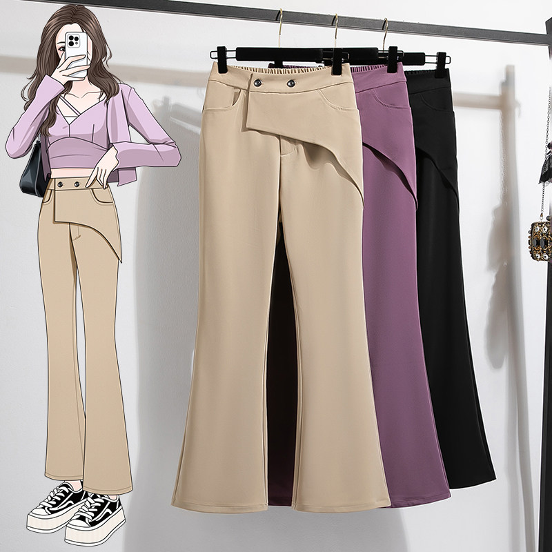 实拍假两件黑色阔腿西装裤女春季设计感显瘦屁帘裙裤直筒休闲裤子,女装/女士精品,大码裤装,淘宝优惠券,粉丝福利购,淘宝优惠卷