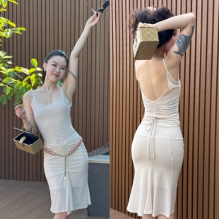 法式 山间薄雾 闺房醋纤性感吊带和包臀鱼尾裙 黑标 DUO智仙生