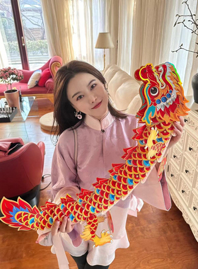 DUO智仙生粉标紫气东来好运少女新中式醋酸淡粉紫国风大褂和短裙