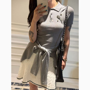 DUO智仙生 银灰细闪超细羊毛针织解构上衣 芭比衣橱系列